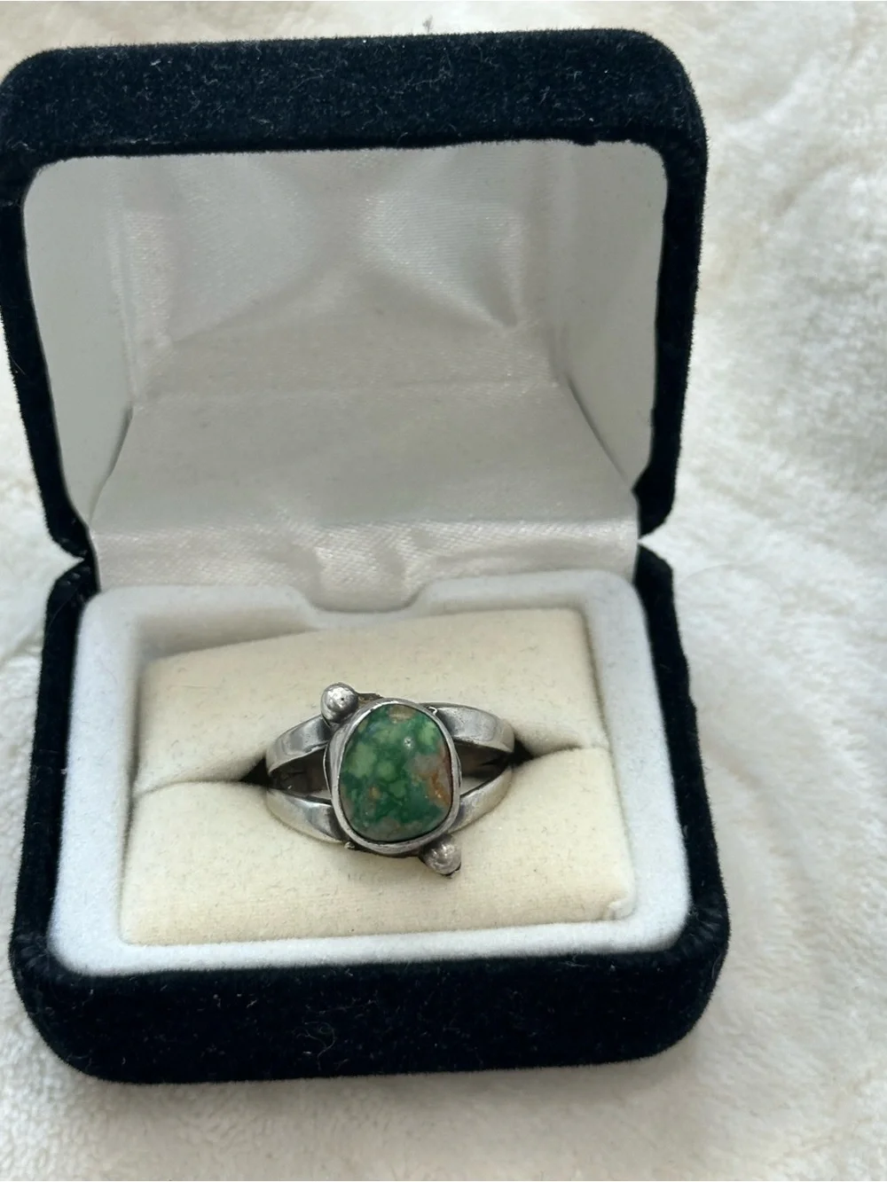 Sterling Silver Green Turquoise Split-Band Ring